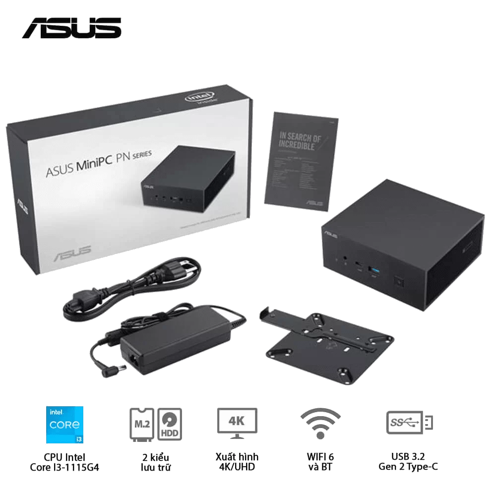 ASUS PN63-S1-B-S3001MV Barebone Mini PC - Intel Core I3-1115G4, Wi-Fi 6 + BT5.0, VESA MOUNT, VGA port configurable, w/o Keyboard Mouse 5 ASUS PN63-S1-B-S3001MV Barebone Mini PC - Intel Core I3-1115G4, Wi-Fi 6 + BT5.0, VESA MOUNT, VGA port configurable, w/o Keyboard Mouse - Ảnh 5