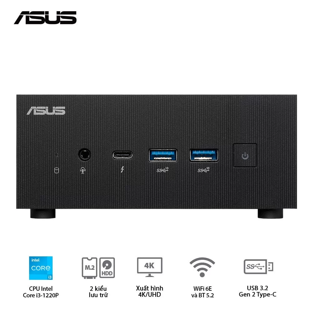 ASUS PN64-B-S3187MD miniPC - Intel Core i3-1220P, Wi-Fi 6E, Bluetooth 5.2, 2*2/8GB DDR5, 256GB M.2 NVMe™ PCIe® 4.0 SSD, VGA port, w/o Mouse Keyboard 3 ASUS PN64-B-S3187MD miniPC - Intel Core i3-1220P, Wi-Fi 6E, Bluetooth 5.2, 2*2/8GB DDR5, 256GB M.2 NVMe™ PCIe® 4.0 SSD, VGA port, w/o Mouse Keyboard - Ảnh 3