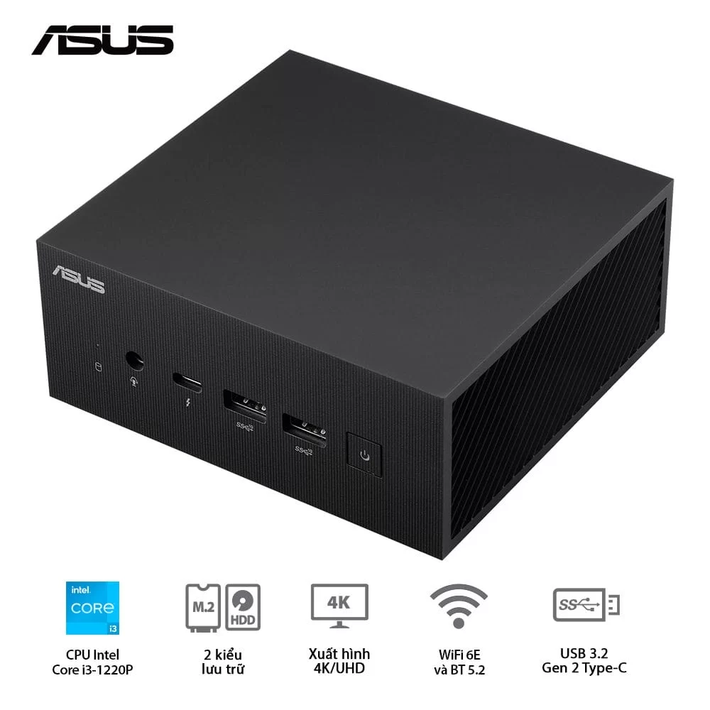 ASUS PN64-B-S3187MD miniPC - Intel Core i3-1220P, Wi-Fi 6E, Bluetooth 5.2, 2*2/8GB DDR5, 256GB M.2 NVMe™ PCIe® 4.0 SSD, VGA port, w/o Mouse Keyboard 4 ASUS PN64-B-S3187MD miniPC - Intel Core i3-1220P, Wi-Fi 6E, Bluetooth 5.2, 2*2/8GB DDR5, 256GB M.2 NVMe™ PCIe® 4.0 SSD, VGA port, w/o Mouse Keyboard - Ảnh 4
