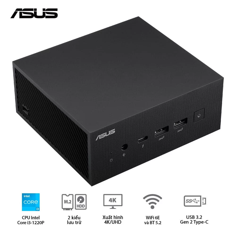 ASUS PN64-B-S3187MD miniPC - Intel Core i3-1220P, Wi-Fi 6E, Bluetooth 5.2, 2*2/8GB DDR5, 256GB M.2 NVMe™ PCIe® 4.0 SSD, VGA port, w/o Mouse Keyboard 6 ASUS PN64-B-S3187MD miniPC - Intel Core i3-1220P, Wi-Fi 6E, Bluetooth 5.2, 2*2/8GB DDR5, 256GB M.2 NVMe™ PCIe® 4.0 SSD, VGA port, w/o Mouse Keyboard - Ảnh 6
