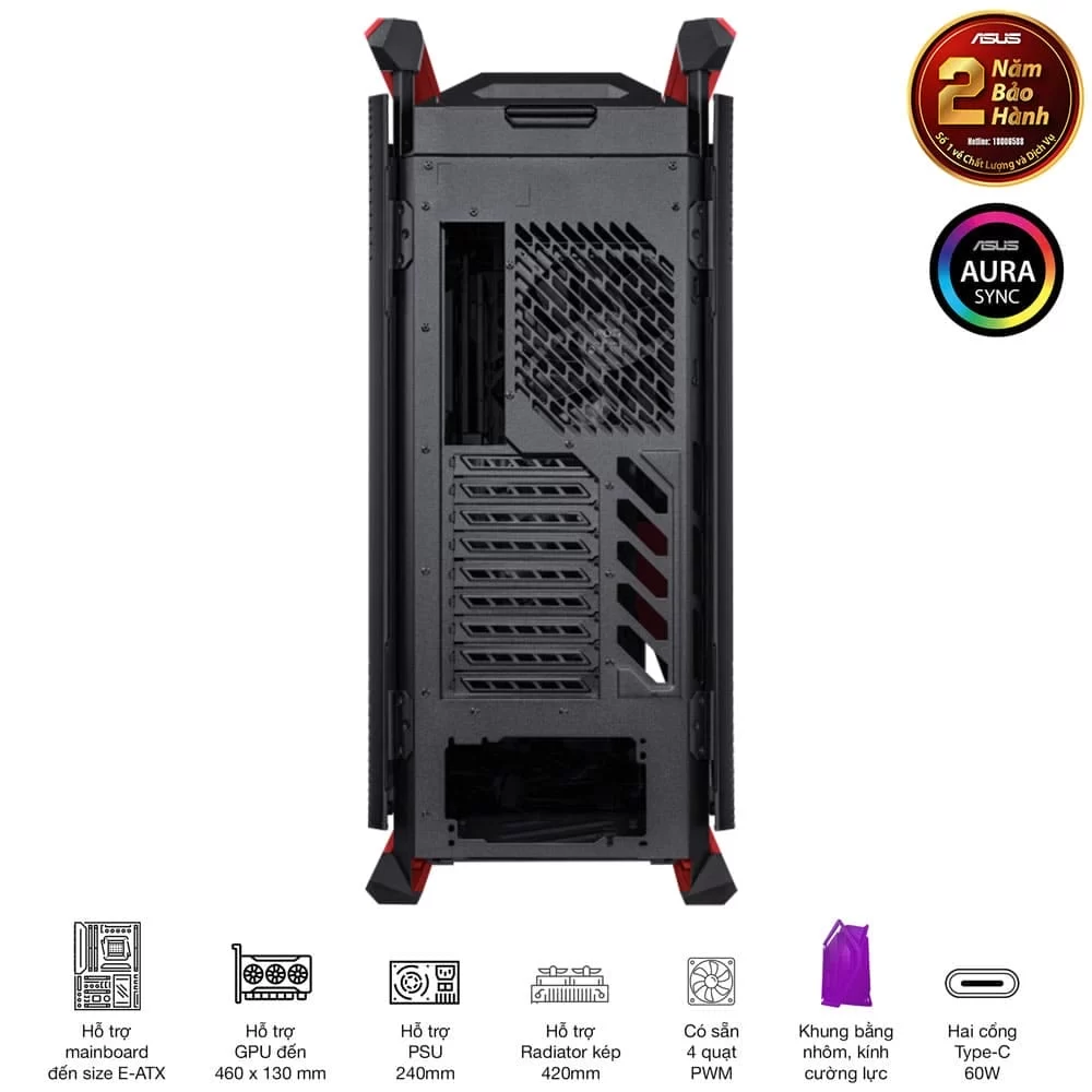ASUS ROG Hyperion GR701 EVA-02 Edition Flagship Gaming PC Case - Red, 420mm dual radiator support, 4x140mm fans, metal GPU holder, component storage, ARGB fan hub, 60W fast charging 10 ASUS ROG Hyperion GR701 EVA-02 Edition Flagship Gaming PC Case - Red, 420mm dual radiator support, 4x140mm fans, metal GPU holder, component storage, ARGB fan hub, 60W fast charging - Ảnh 10