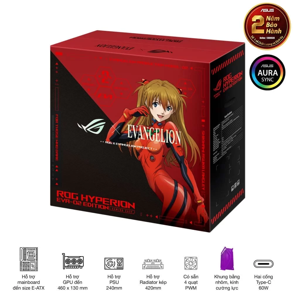 ASUS ROG Hyperion GR701 EVA-02 Edition Flagship Gaming PC Case - Red, 420mm dual radiator support, 4x140mm fans, metal GPU holder, component storage, ARGB fan hub, 60W fast charging 12 ASUS ROG Hyperion GR701 EVA-02 Edition Flagship Gaming PC Case - Red, 420mm dual radiator support, 4x140mm fans, metal GPU holder, component storage, ARGB fan hub, 60W fast charging - Ảnh 12