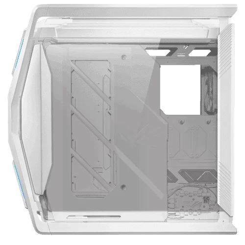 ASUS ROG Hyperion GR701 Flagship Gaming PC Case – White, 420mm dual radiator support, 4x140mm fans, metal GPU holder, component storage, ARGB fan hub, 60W fast charging 12 ASUS ROG Hyperion GR701 Flagship Gaming PC Case – White, 420mm dual radiator support, 4x140mm fans, metal GPU holder, component storage, ARGB fan hub, 60W fast charging - Ảnh 12