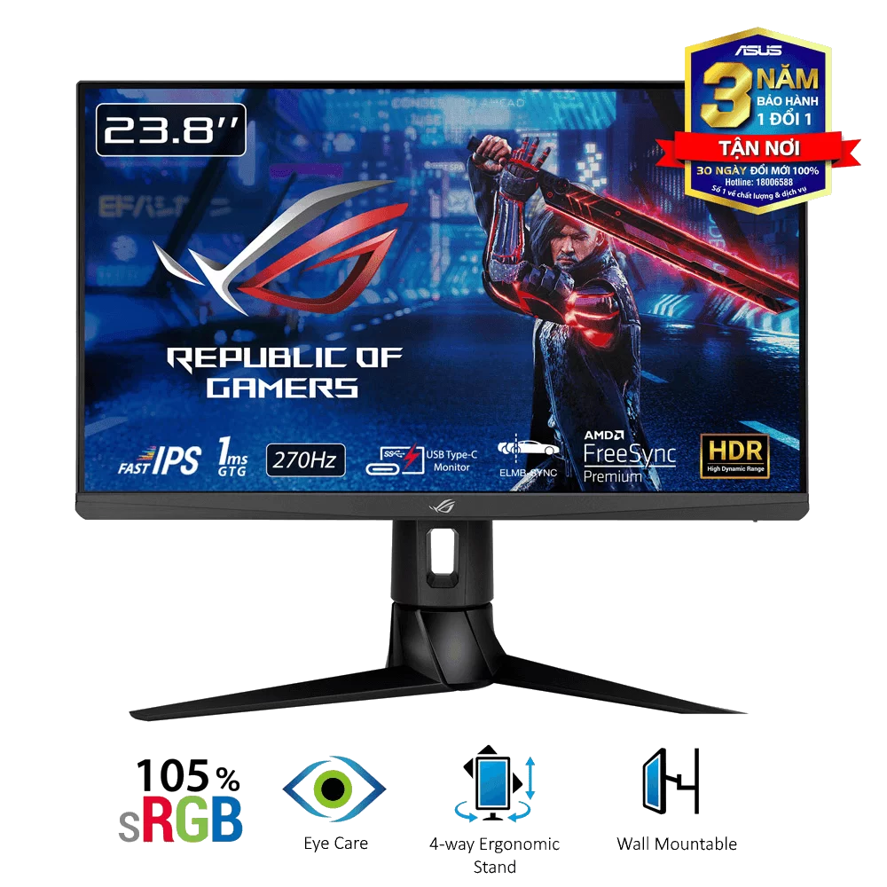 ASUS ROG Strix XG249CM Gaming Monitor - 24 inch Full HD (1920 x 1080), 270Hz* (Above 144Hz), 1ms GTG, USB Type-C, Extreme Low Motion Blur Sync, 130% sRGB, FreeSync Premium, HDR 1 ASUS ROG Strix XG249CM Gaming Monitor - 24 inch Full HD (1920 x 1080), 270Hz* (Above 144Hz), 1ms GTG, USB Type-C, Extreme Low Motion Blur Sync, 130% sRGB, FreeSync Premium, HDR