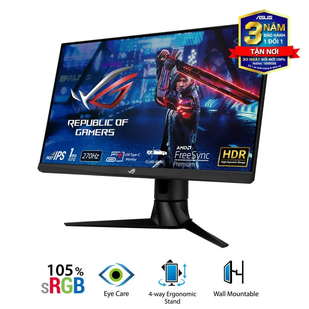 ASUS ROG Strix XG249CM Gaming Monitor - 24 inch Full HD (1920 x 1080), 270Hz* (Above 144Hz), 1ms GTG, USB Type-C, Extreme Low Motion Blur Sync, 130% sRGB, FreeSync Premium, HDR 3 ASUS ROG Strix XG249CM Gaming Monitor - 24 inch Full HD (1920 x 1080), 270Hz* (Above 144Hz), 1ms GTG, USB Type-C, Extreme Low Motion Blur Sync, 130% sRGB, FreeSync Premium, HDR - Ảnh 3