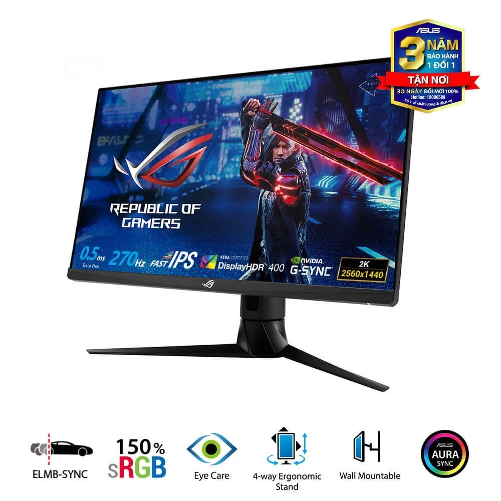 ASUS ROG Strix XG27AQM HDR Gaming Monitor - 27 inch 2K QHD (2560x1440), Fast IPS, Overclockable 270Hz (Above 144Hz), 0.5ms (GTG), ELMB SYNC, G-SYNC Compatible, DisplayHDR™ 400 3 ASUS ROG Strix XG27AQM HDR Gaming Monitor - 27 inch 2K QHD (2560x1440), Fast IPS, Overclockable 270Hz (Above 144Hz), 0.5ms (GTG), ELMB SYNC, G-SYNC Compatible, DisplayHDR™ 400 - Ảnh 3