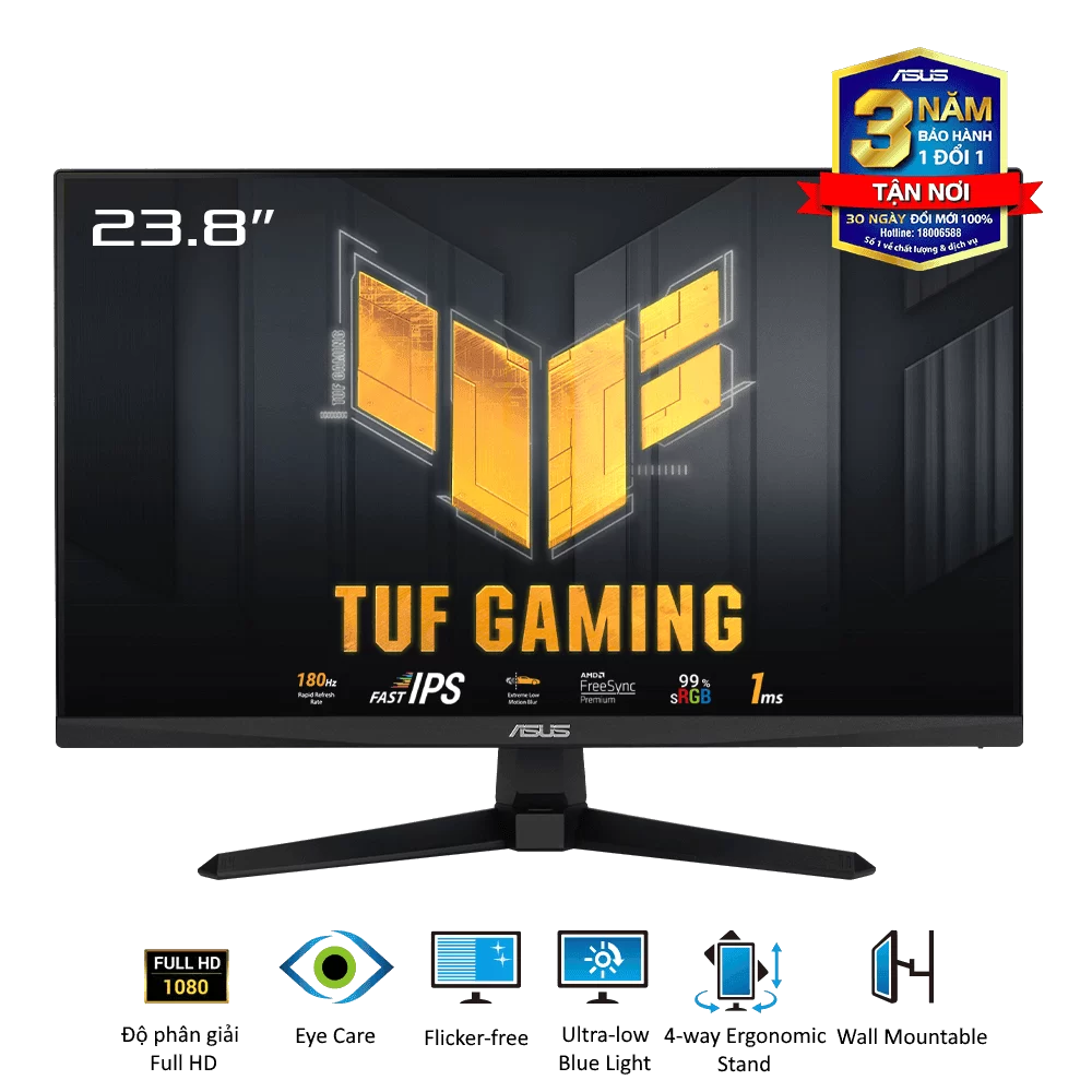 ASUS TUF Gaming VG249Q3A Gaming Monitor - 24 inch, Full HD (1920 x 1080), 165Hz (above 144Hz), Extreme Low Motion Blur™, FreeSync™ Premium, 1ms (MPRT), Shadow Boost 1 ASUS TUF Gaming VG249Q3A Gaming Monitor - 24 inch, Full HD (1920 x 1080), 165Hz (above 144Hz), Extreme Low Motion Blur™, FreeSync™ Premium, 1ms (MPRT), Shadow Boost