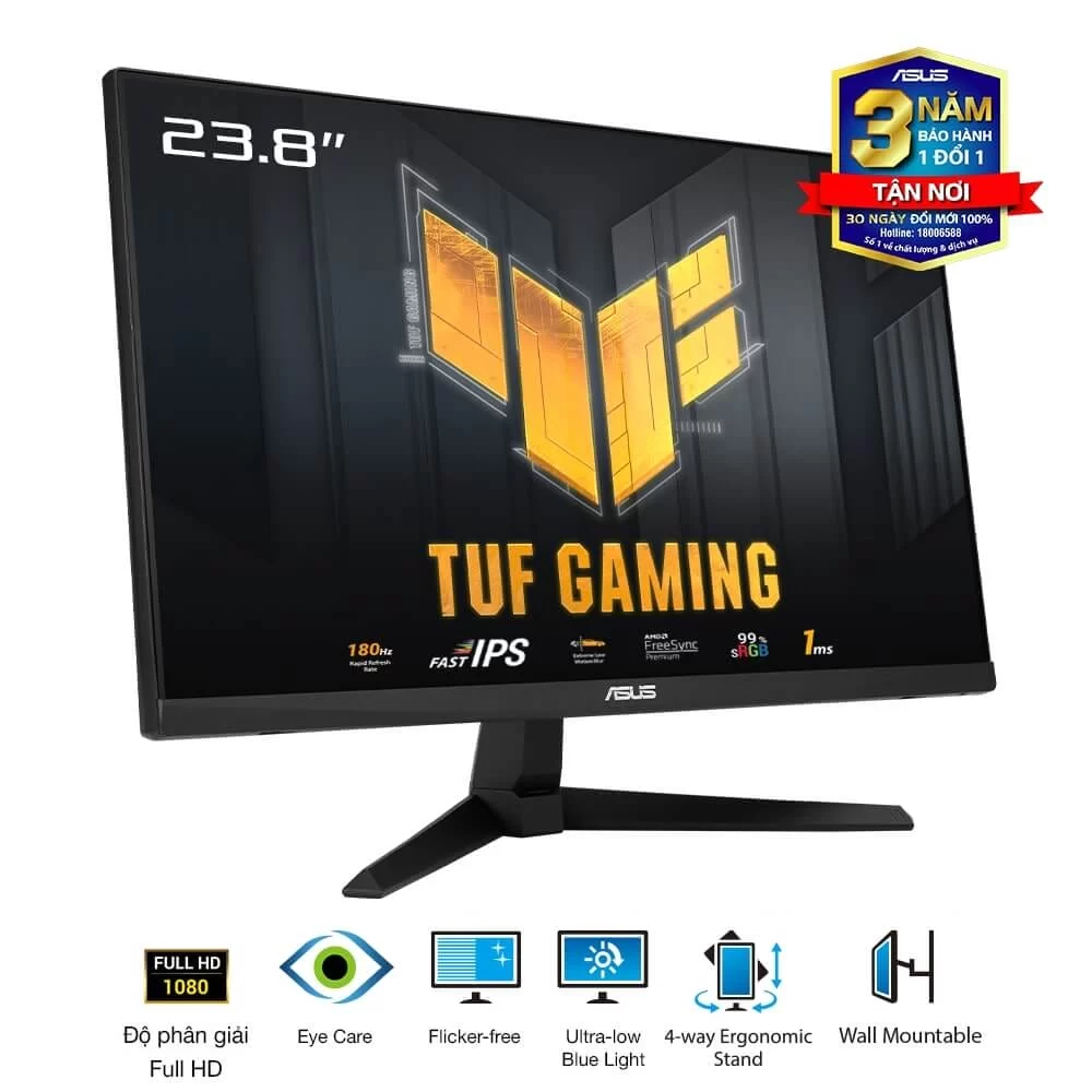 ASUS TUF Gaming VG249Q3A Gaming Monitor - 24 inch, Full HD (1920 x 1080), 165Hz (above 144Hz), Extreme Low Motion Blur™, FreeSync™ Premium, 1ms (MPRT), Shadow Boost 2 ASUS TUF Gaming VG249Q3A Gaming Monitor - 24 inch, Full HD (1920 x 1080), 165Hz (above 144Hz), Extreme Low Motion Blur™, FreeSync™ Premium, 1ms (MPRT), Shadow Boost - Ảnh 2