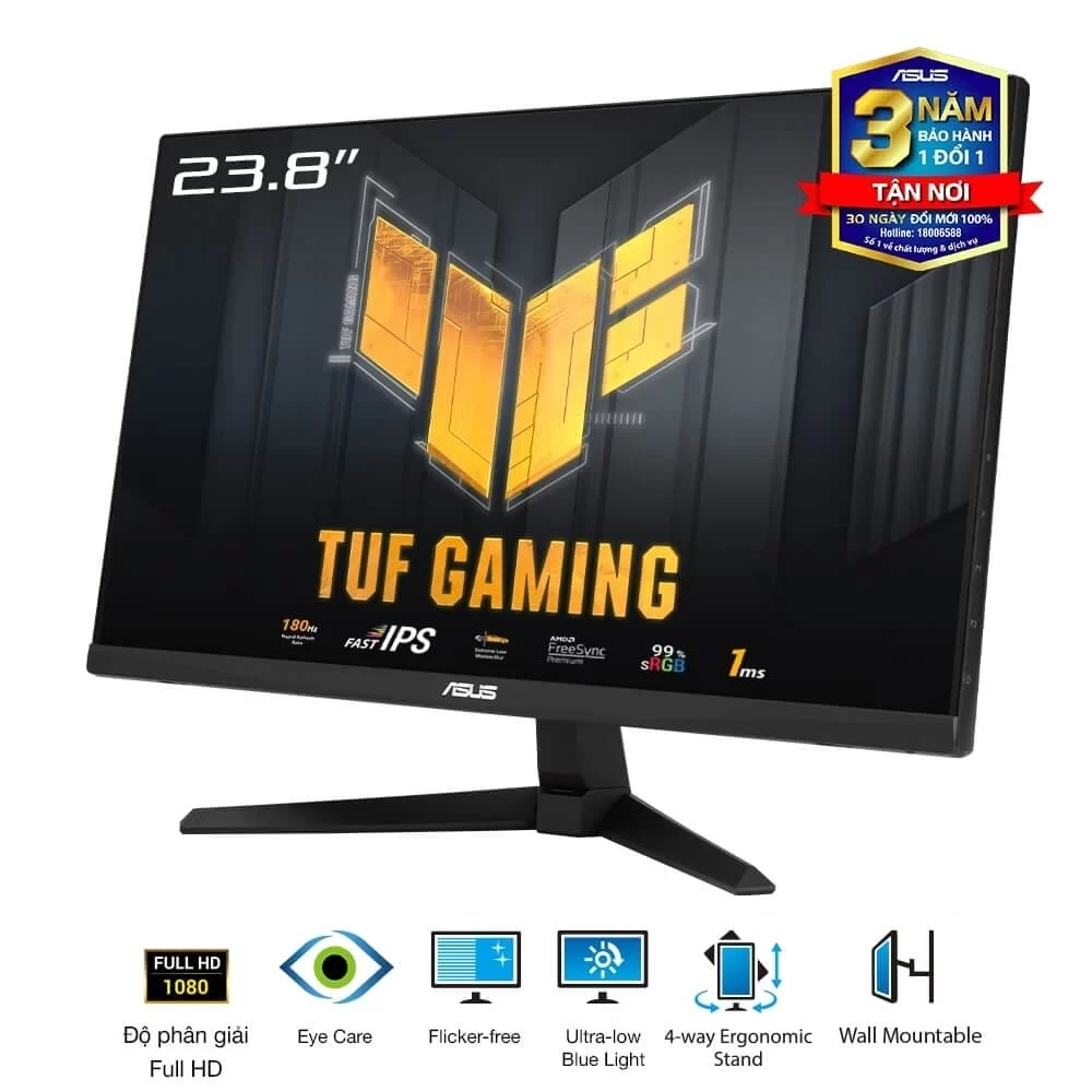 ASUS TUF Gaming VG249Q3A Gaming Monitor - 24 inch, Full HD (1920 x 1080), 165Hz (above 144Hz), Extreme Low Motion Blur™, FreeSync™ Premium, 1ms (MPRT), Shadow Boost 3 ASUS TUF Gaming VG249Q3A Gaming Monitor - 24 inch, Full HD (1920 x 1080), 165Hz (above 144Hz), Extreme Low Motion Blur™, FreeSync™ Premium, 1ms (MPRT), Shadow Boost - Ảnh 3
