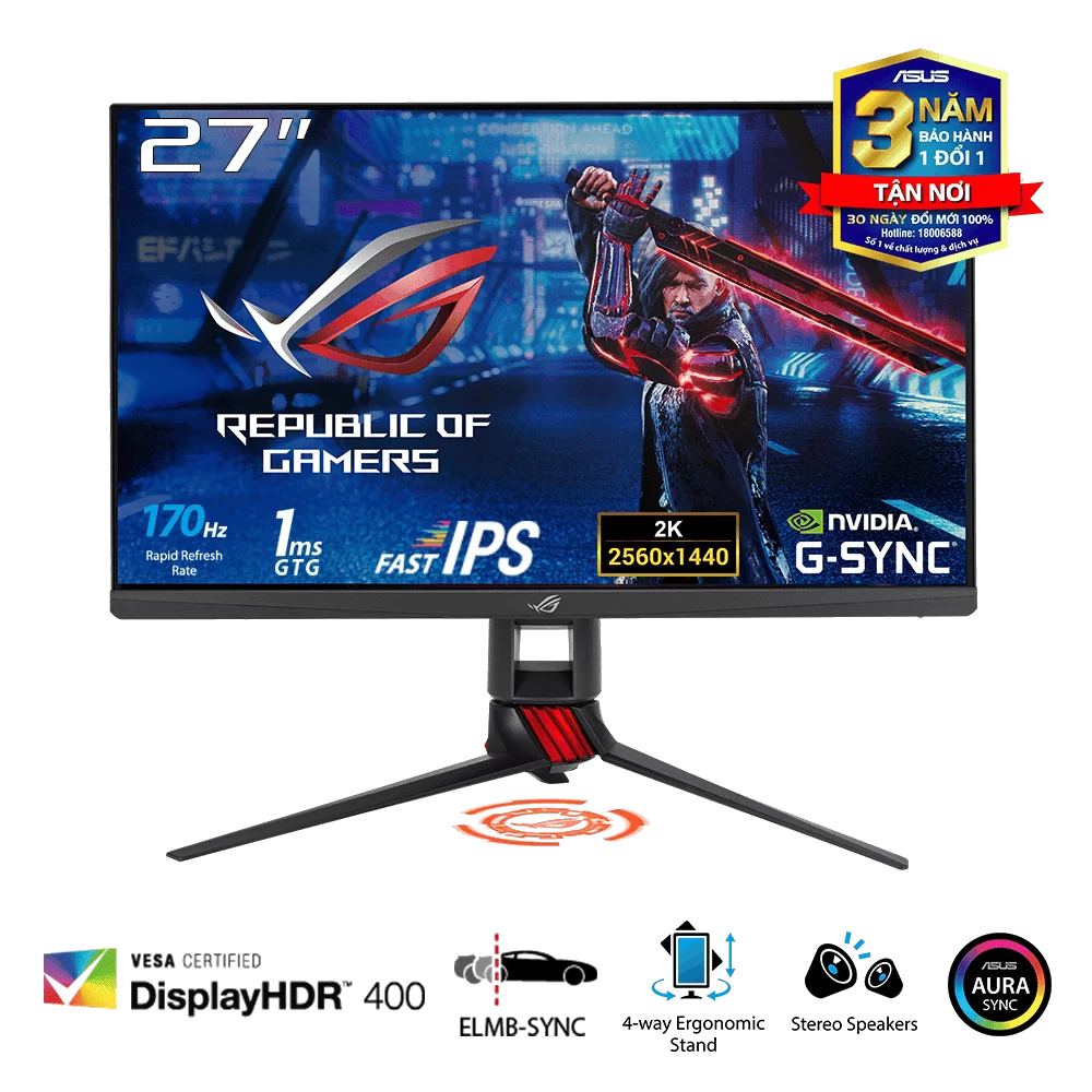 ASUS ROG Strix XG279Q HDR Gaming Monitor - 27 inch 2K QHD (2560x1440), Fast IPS, Overclockable 170Hz (Above 144Hz), 1ms (GTG), ELMB SYNC, G-SYNC Compatible, DisplayHDR™ 400 1 ASUS ROG Strix XG279Q HDR Gaming Monitor - 27 inch 2K QHD (2560x1440), Fast IPS, Overclockable 170Hz (Above 144Hz), 1ms (GTG), ELMB SYNC, G-SYNC Compatible, DisplayHDR™ 400