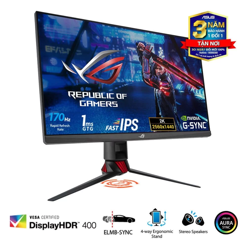 ASUS ROG Strix XG279Q HDR Gaming Monitor - 27 inch 2K QHD (2560x1440), Fast IPS, Overclockable 170Hz (Above 144Hz), 1ms (GTG), ELMB SYNC, G-SYNC Compatible, DisplayHDR™ 400 3 ASUS ROG Strix XG279Q HDR Gaming Monitor - 27 inch 2K QHD (2560x1440), Fast IPS, Overclockable 170Hz (Above 144Hz), 1ms (GTG), ELMB SYNC, G-SYNC Compatible, DisplayHDR™ 400 - Ảnh 3