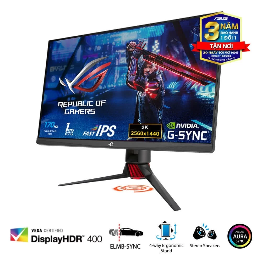 ASUS ROG Strix XG279Q HDR Gaming Monitor - 27 inch 2K QHD (2560x1440), Fast IPS, Overclockable 170Hz (Above 144Hz), 1ms (GTG), ELMB SYNC, G-SYNC Compatible, DisplayHDR™ 400 4 ASUS ROG Strix XG279Q HDR Gaming Monitor - 27 inch 2K QHD (2560x1440), Fast IPS, Overclockable 170Hz (Above 144Hz), 1ms (GTG), ELMB SYNC, G-SYNC Compatible, DisplayHDR™ 400 - Ảnh 4