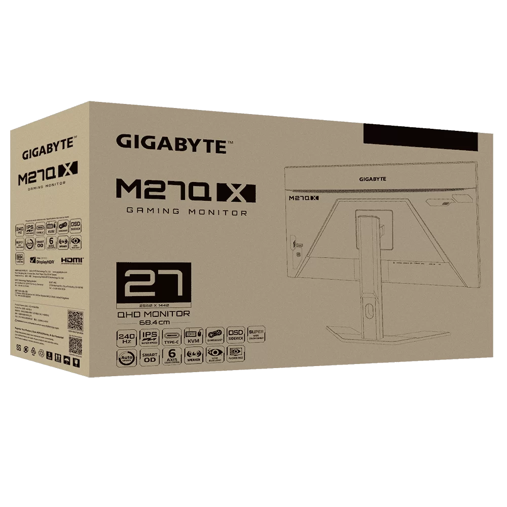 GIGABYTE M27Q X Gaming Monitor - 27 inch, 2K QHD (2560 x 1440), 240Hz, HDR 400, 140% sRGB, 92% DCI-P3 9 GIGABYTE M27Q X Gaming Monitor - 27 inch, 2K QHD (2560 x 1440), 240Hz, HDR 400, 140% sRGB, 92% DCI-P3 - Ảnh 9