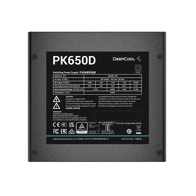 Deepcool PK-D series PK650D PSU - 650W 80 Plus Bronze 3 Deepcool PK-D series PK650D PSU - 650W 80 Plus Bronze - Ảnh 3