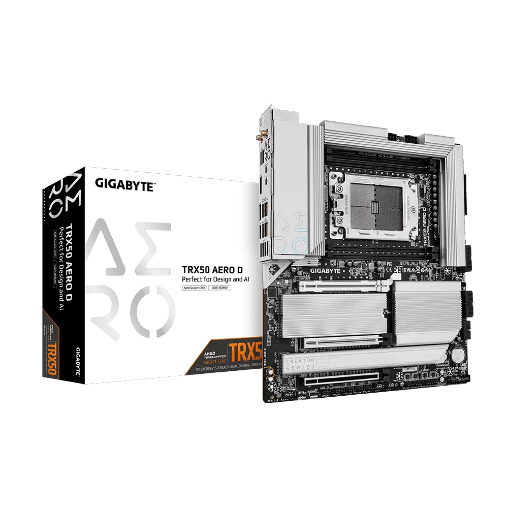GIGABYTE TRX50 AERO D sTR5, E-ATX Mainboard - DDR5, PCIe 5.0 M.2, PCIe 5.0, USB4 Type-C, Wi-Fi 7, Marvell 10GbE 1 GIGABYTE TRX50 AERO D sTR5, E-ATX Mainboard - DDR5, PCIe 5.0 M.2, PCIe 5.0, USB4 Type-C, Wi-Fi 7, Marvell 10GbE