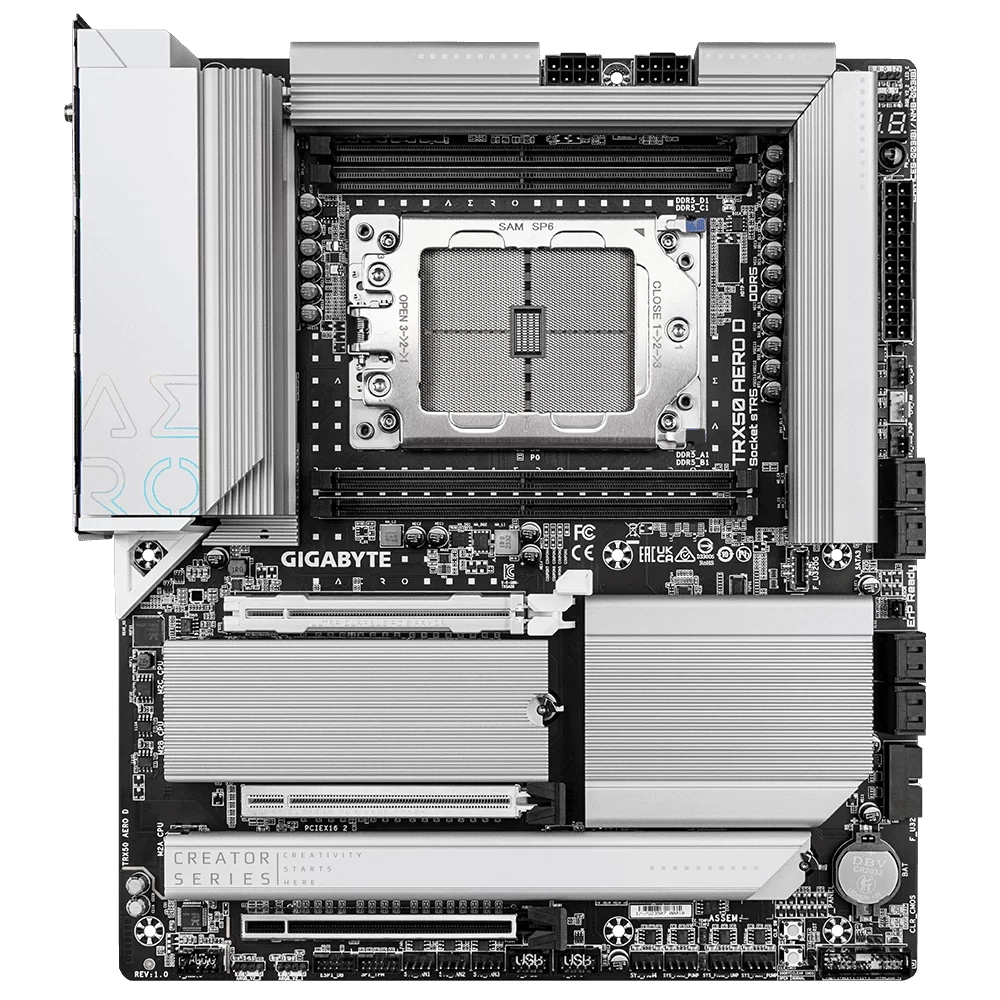GIGABYTE TRX50 AERO D sTR5, E-ATX Mainboard - DDR5, PCIe 5.0 M.2, PCIe 5.0, USB4 Type-C, Wi-Fi 7, Marvell 10GbE 3 GIGABYTE TRX50 AERO D sTR5, E-ATX Mainboard - DDR5, PCIe 5.0 M.2, PCIe 5.0, USB4 Type-C, Wi-Fi 7, Marvell 10GbE - Ảnh 3