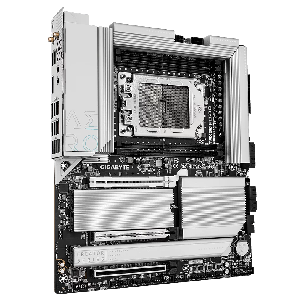 GIGABYTE TRX50 AERO D sTR5, E-ATX Mainboard - DDR5, PCIe 5.0 M.2, PCIe 5.0, USB4 Type-C, Wi-Fi 7, Marvell 10GbE 4 GIGABYTE TRX50 AERO D sTR5, E-ATX Mainboard - DDR5, PCIe 5.0 M.2, PCIe 5.0, USB4 Type-C, Wi-Fi 7, Marvell 10GbE - Ảnh 4