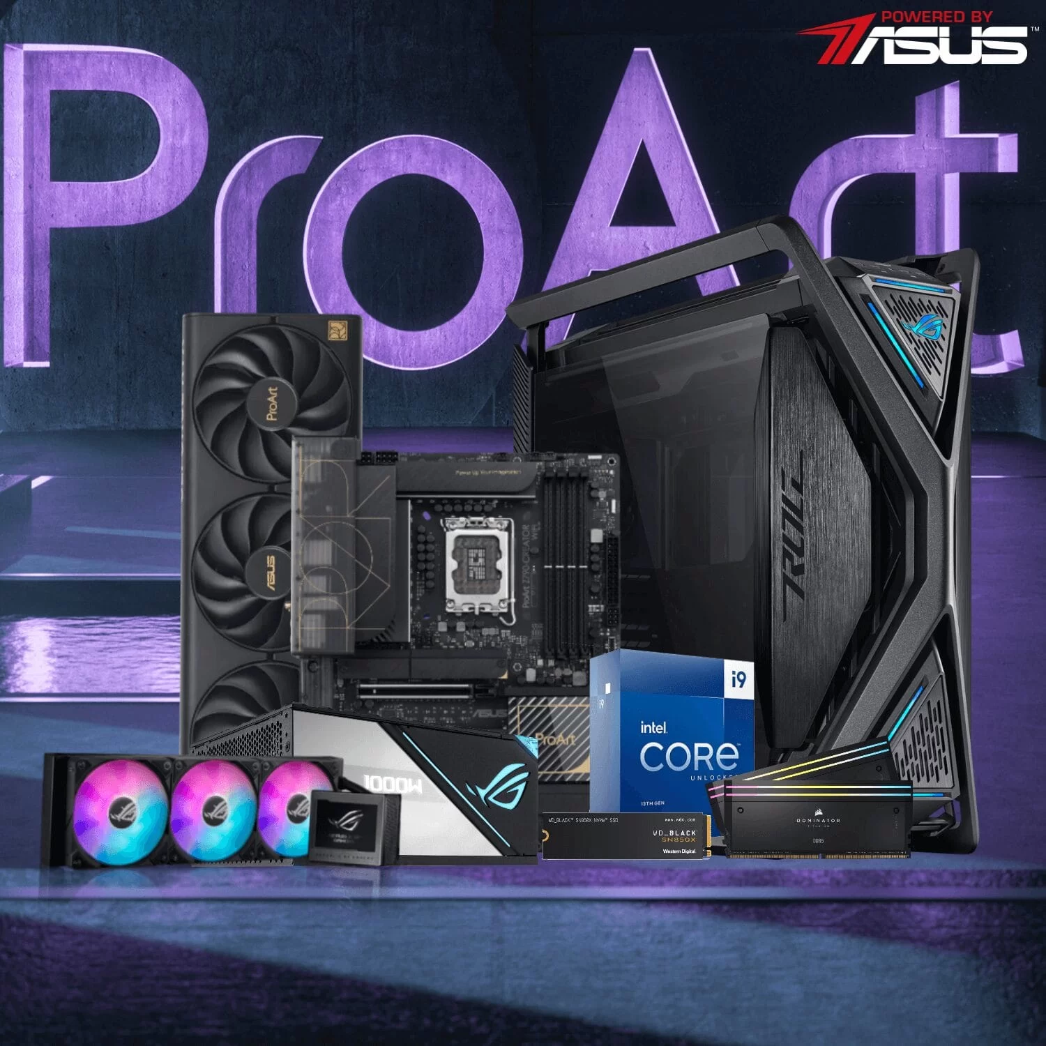 ASUS PROART PROFESSIONAL STUDIO PC - i9-13900K, 96GB RGB, 1TB NVMe Gen4 x4, RTX™ 4070Ti OC 1 ASUS PROART PROFESSIONAL STUDIO PC - i9-13900K, 96GB RGB, 1TB NVMe Gen4 x4, RTX™ 4070Ti OC