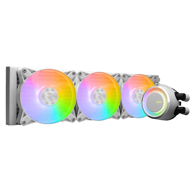 MSI MAG CORELIQUID E360 White AIO Liquid CPU Cooler - ARGB, 360mm radiator, 3 x 120mm ARGB PWN Fans 3 MSI MAG CORELIQUID E360 White AIO Liquid CPU Cooler - ARGB, 360mm radiator, 3 x 120mm ARGB PWN Fans - Ảnh 3