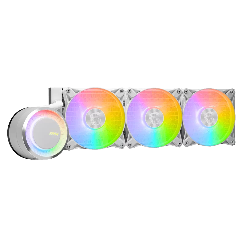 MSI MAG CORELIQUID E360 White AIO Liquid CPU Cooler - ARGB, 360mm radiator, 3 x 120mm ARGB PWN Fans 5 MSI MAG CORELIQUID E360 White AIO Liquid CPU Cooler - ARGB, 360mm radiator, 3 x 120mm ARGB PWN Fans - Ảnh 5