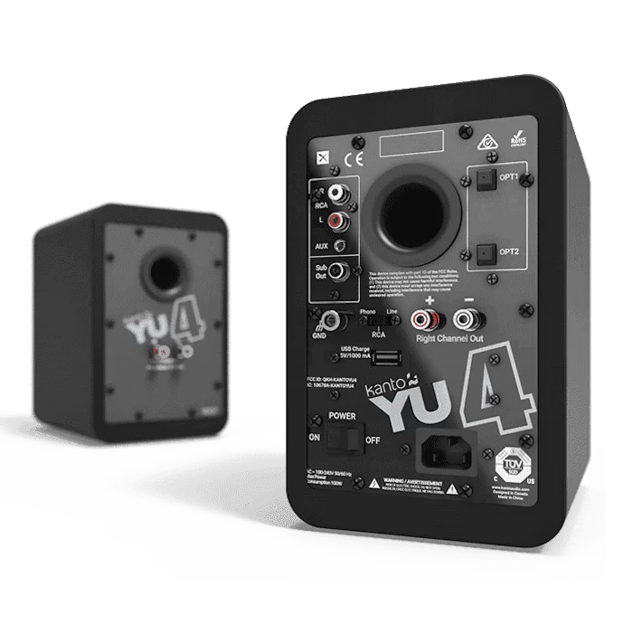 Kanto YU4 Matte Black Powered Speakers with Bluetooth and Built-in Phono Preamp - 2.0 Speaker, Auto Standby and Startup, Remote Included, 140W Peak Power, Pair 2 Kanto YU4 Matte Black Powered Speakers with Bluetooth and Built-in Phono Preamp - 2.0 Speaker, Auto Standby and Startup, Remote Included, 140W Peak Power, Pair - Ảnh 2