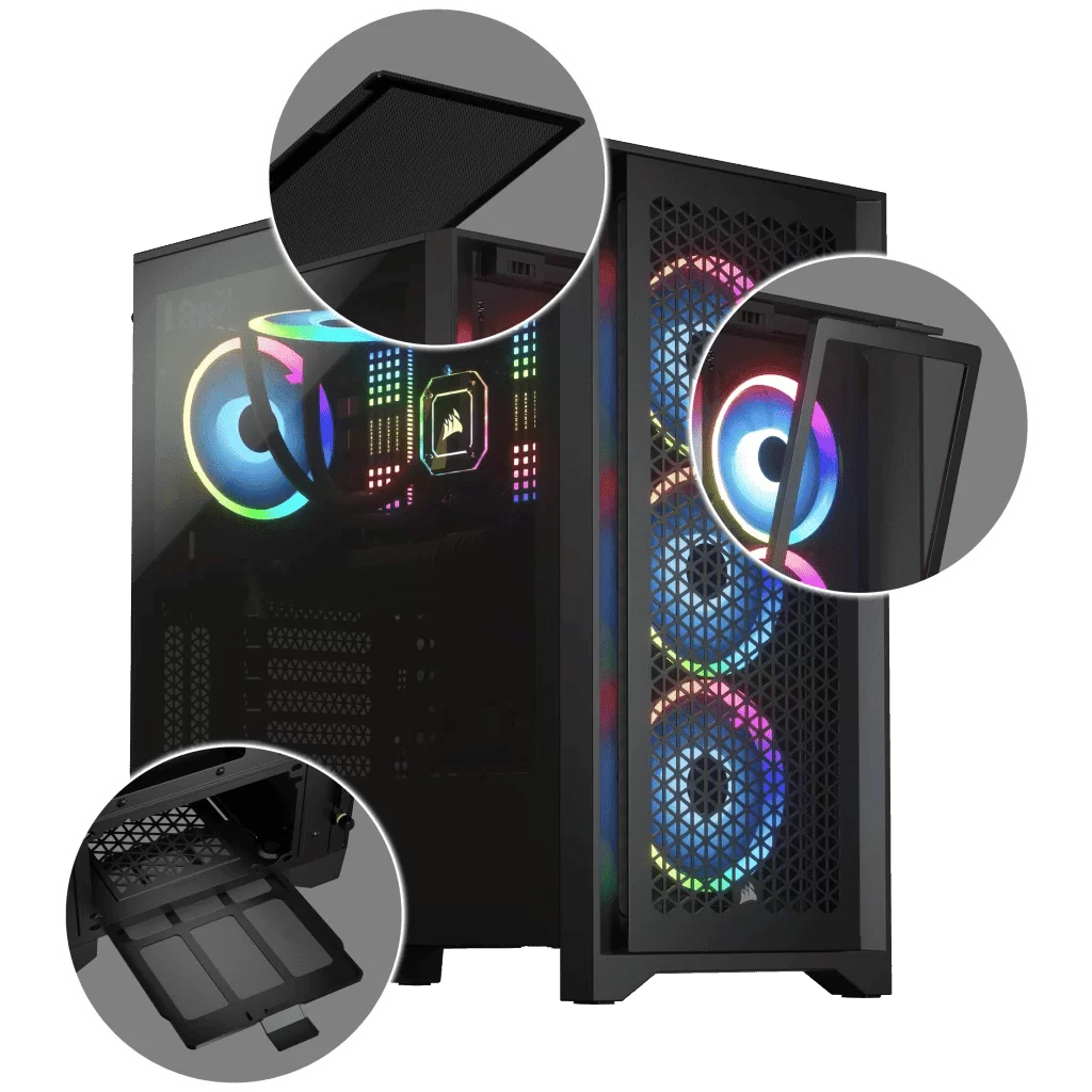 CORSAIR 4000D RGB Airflow Black ATX Mid-Tower PC Case - 3x AF120 RGB ELITE Fans, iCUE Lighting Node PRO Controller, Mid Tower ATX 13 CORSAIR 4000D RGB Airflow Black ATX Mid-Tower PC Case - 3x AF120 RGB ELITE Fans, iCUE Lighting Node PRO Controller, Mid Tower ATX - Ảnh 13