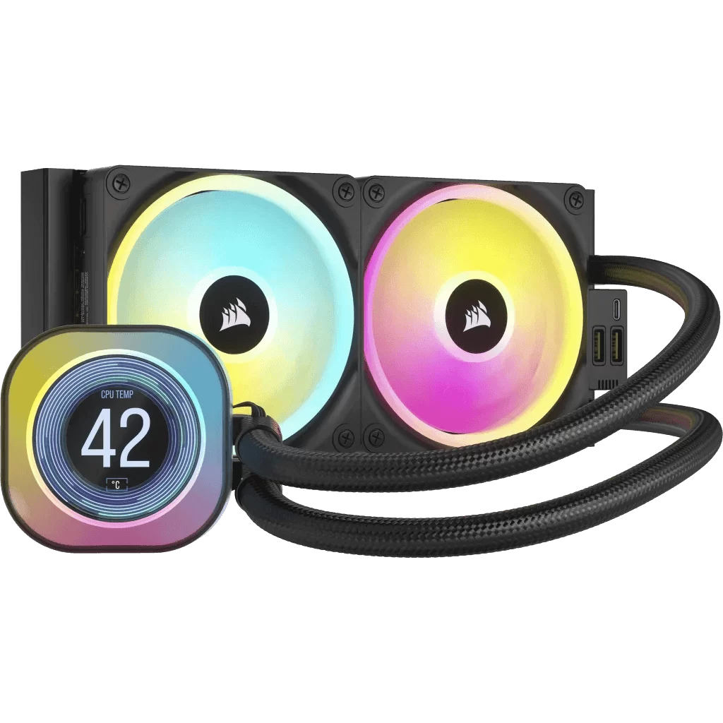 CORSAIR iCUE LINK H100i LCD Liquid CPU Cooler (CW-9061007-WW) - Black, 240mm radiator, 2x 120mm QX120 RGB fans, iCUE LINK System Hub included 1 CORSAIR iCUE LINK H100i LCD Liquid CPU Cooler (CW-9061007-WW) - Black, 240mm radiator, 2x 120mm QX120 RGB fans, iCUE LINK System Hub included