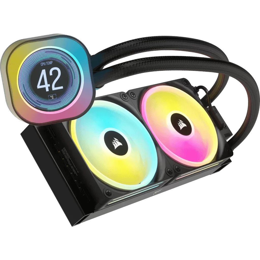 CORSAIR iCUE LINK H100i LCD Liquid CPU Cooler (CW-9061007-WW) - Black, 240mm radiator, 2x 120mm QX120 RGB fans, iCUE LINK System Hub included 2 CORSAIR iCUE LINK H100i LCD Liquid CPU Cooler (CW-9061007-WW) - Black, 240mm radiator, 2x 120mm QX120 RGB fans, iCUE LINK System Hub included - Ảnh 2