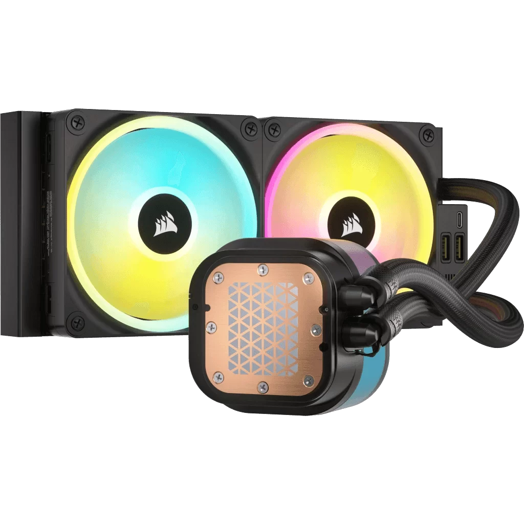 CORSAIR iCUE LINK H100i LCD Liquid CPU Cooler (CW-9061007-WW) - Black, 240mm radiator, 2x 120mm QX120 RGB fans, iCUE LINK System Hub included 3 CORSAIR iCUE LINK H100i LCD Liquid CPU Cooler (CW-9061007-WW) - Black, 240mm radiator, 2x 120mm QX120 RGB fans, iCUE LINK System Hub included - Ảnh 3