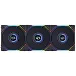 Lian Li UNI FAN TL LCD 120 Reverse Blade Triple Black Fan (12RTLLCD3B) - 3x 120mm fans, 1x UNI FAN Controller Cable (P-7P)