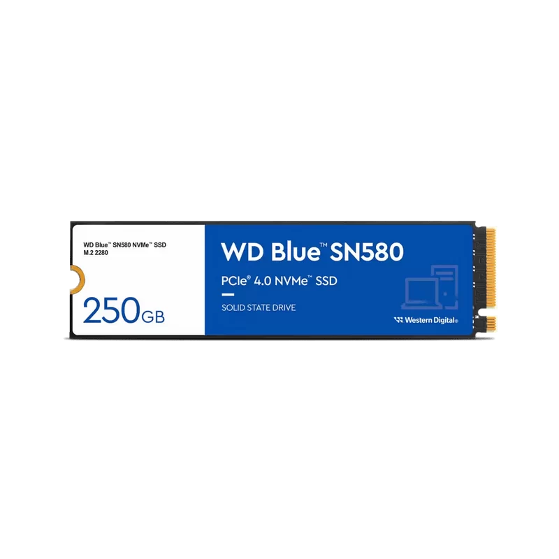 Western Digital WD Blue SN580 250GB SSD - M.2 NVMe, Gen4 x4 PCIe 16Gb/s, SRP 4000MB/s, SWP 3600MB/s 1 Western Digital WD Blue SN580 250GB SSD - M.2 NVMe, Gen4 x4 PCIe 16Gb/s, SRP 4000MB/s, SWP 3600MB/s
