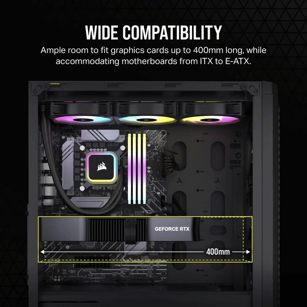 CORSAIR 480T RGB Airflow Tempered Glass Mid-Tower Case 4 CORSAIR 480T RGB Airflow Tempered Glass Mid-Tower Case - Ảnh 4