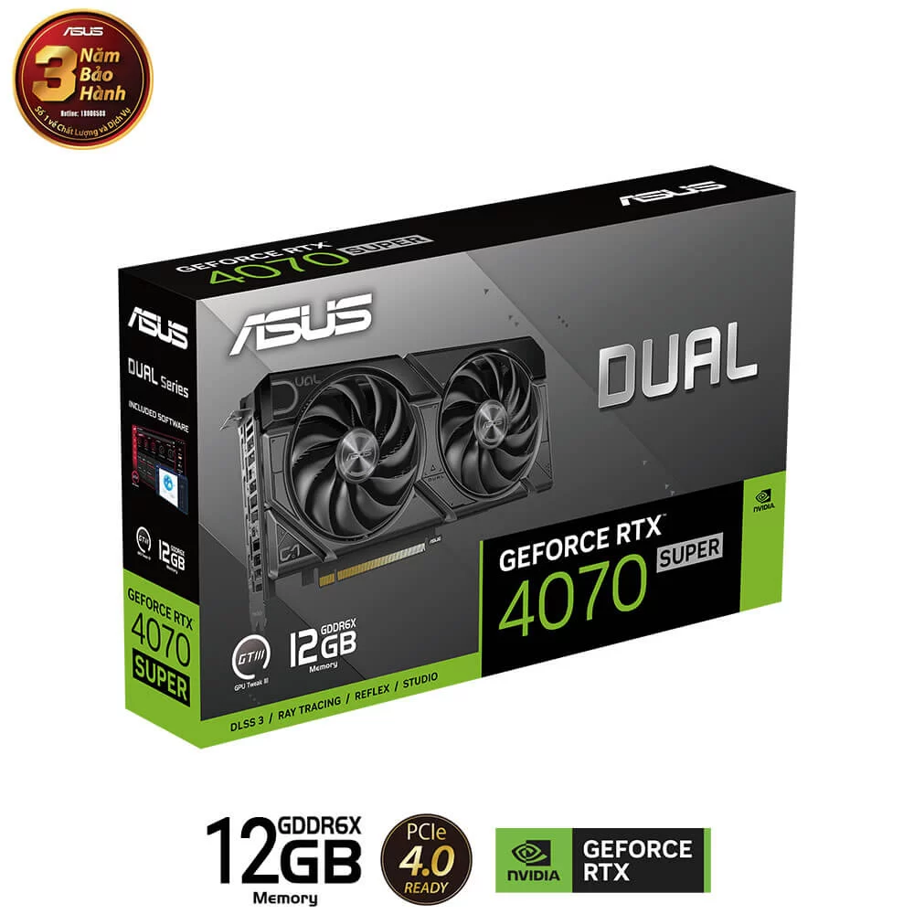 ASUS Dual GeForce RTX 4070 SUPER EVO 12GB GDDR6X (DUAL-RTX4070S-12G-EVO) Graphics Card 3 ASUS Dual GeForce RTX 4070 SUPER EVO 12GB GDDR6X (DUAL-RTX4070S-12G-EVO) Graphics Card - Ảnh 3
