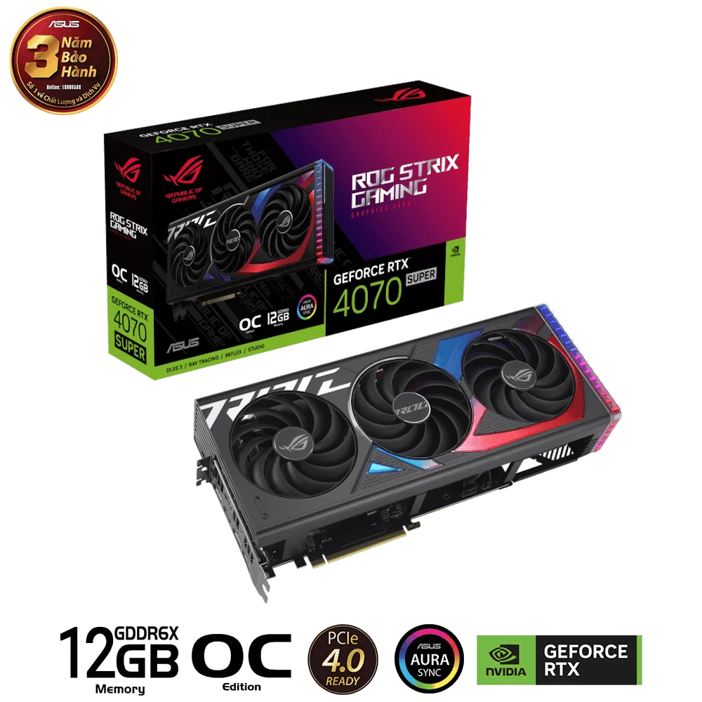 ASUS ROG Strix GeForce RTX 4070 SUPER OC Edition 12GB GDDR6X (ROG-STRIX-RTX4070S-O12G-GAMING) Graphics Card 1 ASUS ROG Strix GeForce RTX 4070 SUPER OC Edition 12GB GDDR6X (ROG-STRIX-RTX4070S-O12G-GAMING) Graphics Card