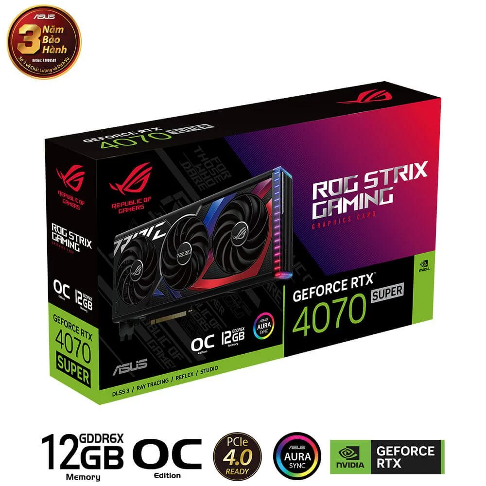 ASUS ROG Strix GeForce RTX 4070 SUPER OC Edition 12GB GDDR6X (ROG-STRIX-RTX4070S-O12G-GAMING) Graphics Card 3 ASUS ROG Strix GeForce RTX 4070 SUPER OC Edition 12GB GDDR6X (ROG-STRIX-RTX4070S-O12G-GAMING) Graphics Card - Ảnh 3