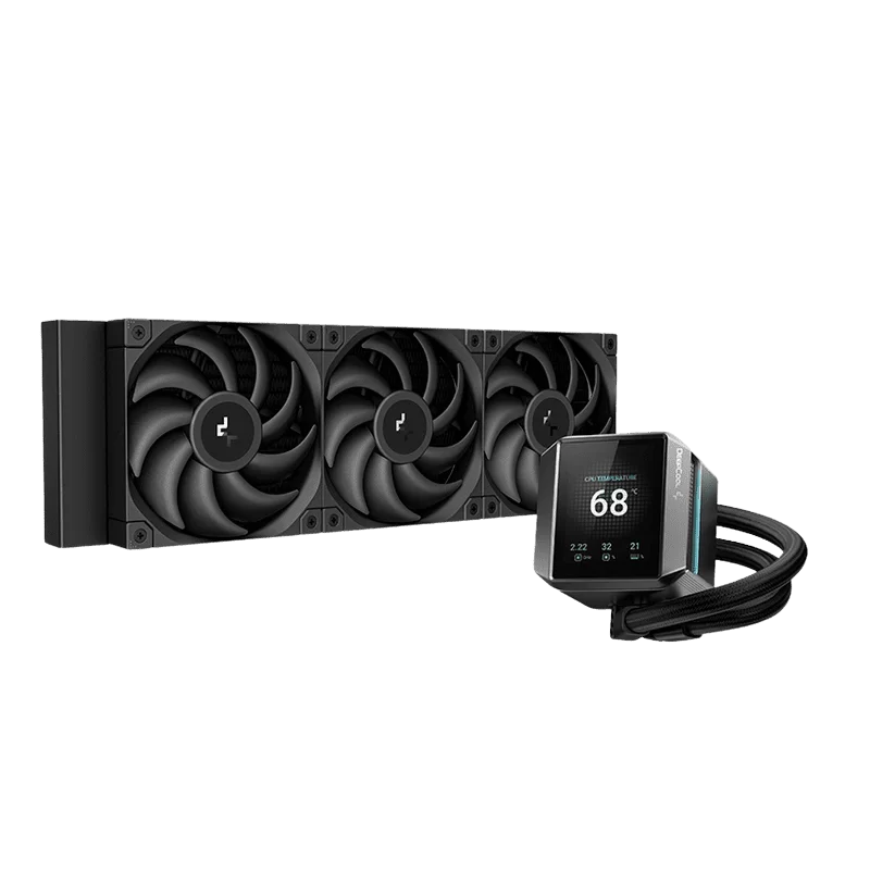 DeepCool MYSTIQUE 360 AIO Liquid CPU Cooler - Black, 360mm Radiator, 5th Gen Pump 3400RPM AIO 2.8" 640x480 TFT LCD Screen, Anti-Leak Tech, FT12 SE PWM Fans 1 DeepCool MYSTIQUE 360 AIO Liquid CPU Cooler - Black, 360mm Radiator, 5th Gen Pump 3400RPM AIO 2.8" 640x480 TFT LCD Screen, Anti-Leak Tech, FT12 SE PWM Fans