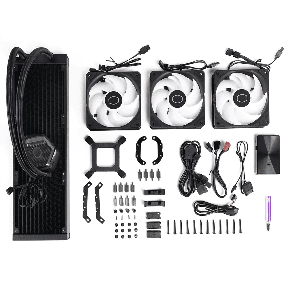 Cooler Master MASTERLIQUID 360 ATMOS ARGB Close-Loop AIO Liquid Cooling - Black, Sickleflow Edge PWM Fans, 240mm Radiator, CryoFuze Cooling 8 Cooler Master MASTERLIQUID 360 ATMOS ARGB Close-Loop AIO Liquid Cooling - Black, Sickleflow Edge PWM Fans, 240mm Radiator, CryoFuze Cooling - Ảnh 8