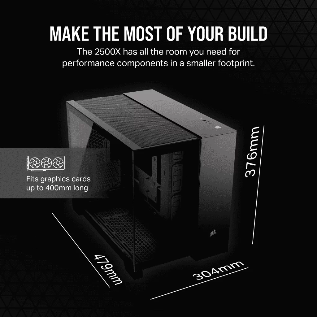 CORSAIR 2500X Black - Dual Chamber, Tempered Glass, mATX Mid Tower Case 7 CORSAIR 2500X Black - Dual Chamber, Tempered Glass, mATX Mid Tower Case - Ảnh 7
