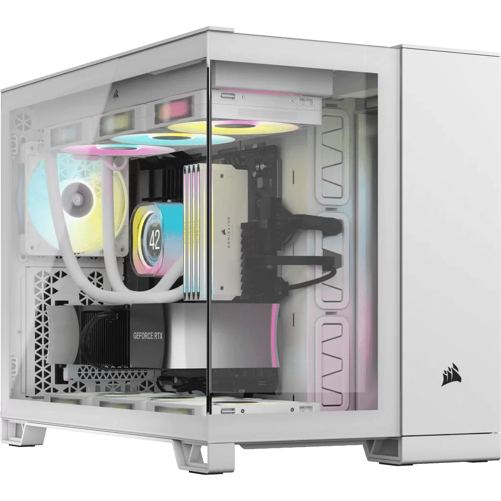 CORSAIR 2500X White - Dual Chamber, Tempered Glass, mATX Mid Tower Case 2 CORSAIR 2500X White - Dual Chamber, Tempered Glass, mATX Mid Tower Case - Ảnh 2