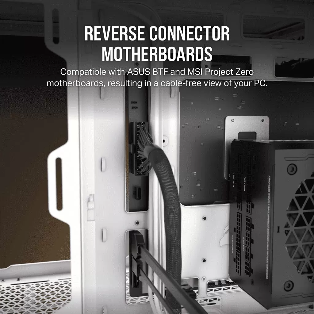 CORSAIR 2500X White - Dual Chamber, Tempered Glass, mATX Mid Tower Case 5 CORSAIR 2500X White - Dual Chamber, Tempered Glass, mATX Mid Tower Case - Ảnh 5