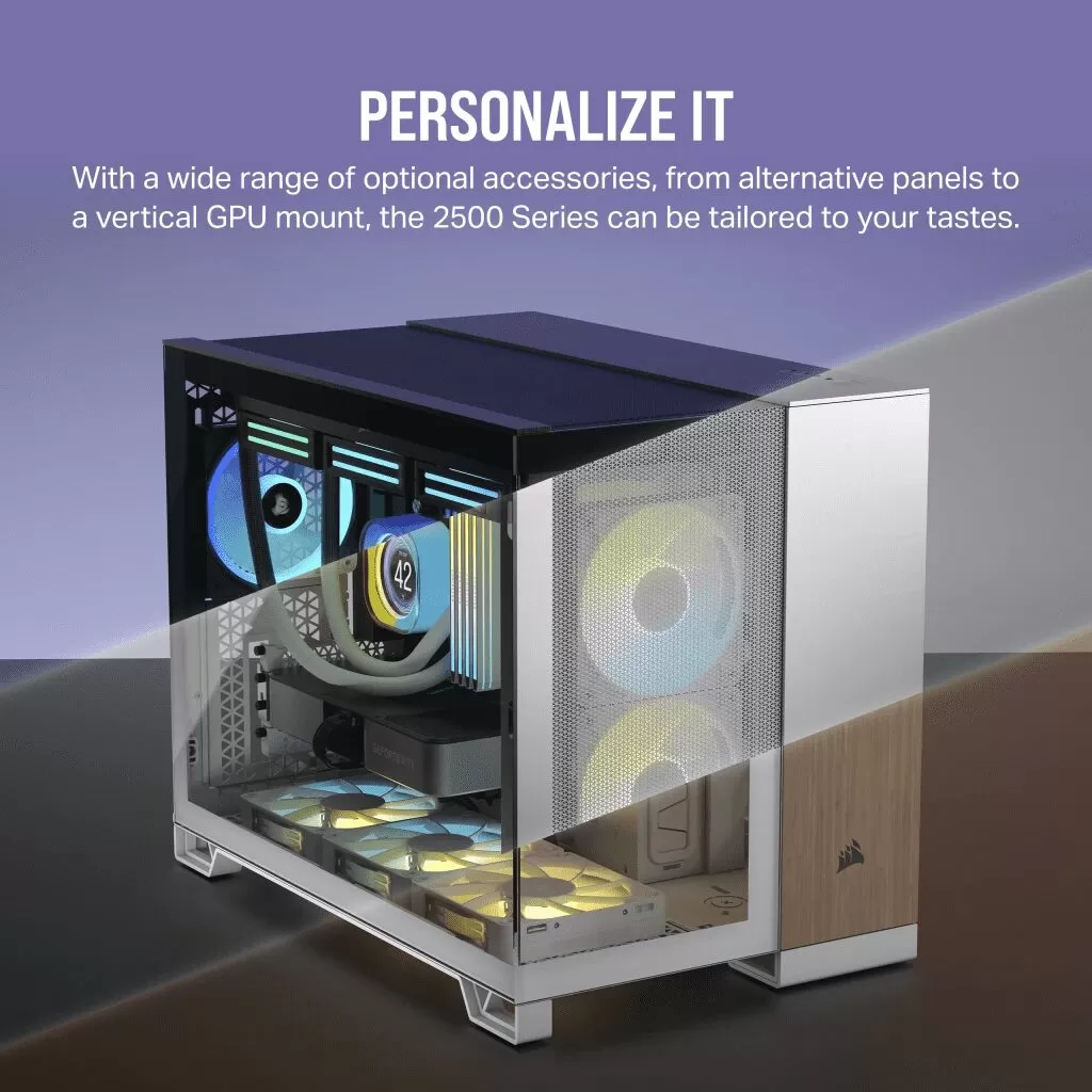 CORSAIR 2500X White - Dual Chamber, Tempered Glass, mATX Mid Tower Case 8 CORSAIR 2500X White - Dual Chamber, Tempered Glass, mATX Mid Tower Case - Ảnh 8