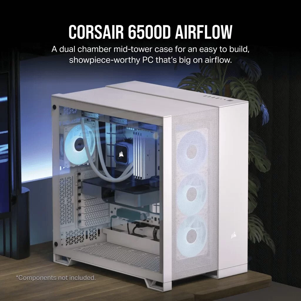 CORSAIR 6500D Airflow White - Dual Chamber, Tempered Glass, Mid Tower ATX Case 4 CORSAIR 6500D Airflow White - Dual Chamber, Tempered Glass, Mid Tower ATX Case - Ảnh 4