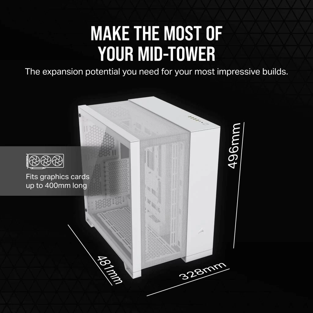 CORSAIR 6500D Airflow White - Dual Chamber, Tempered Glass, Mid Tower ATX Case 8 CORSAIR 6500D Airflow White - Dual Chamber, Tempered Glass, Mid Tower ATX Case - Ảnh 8
