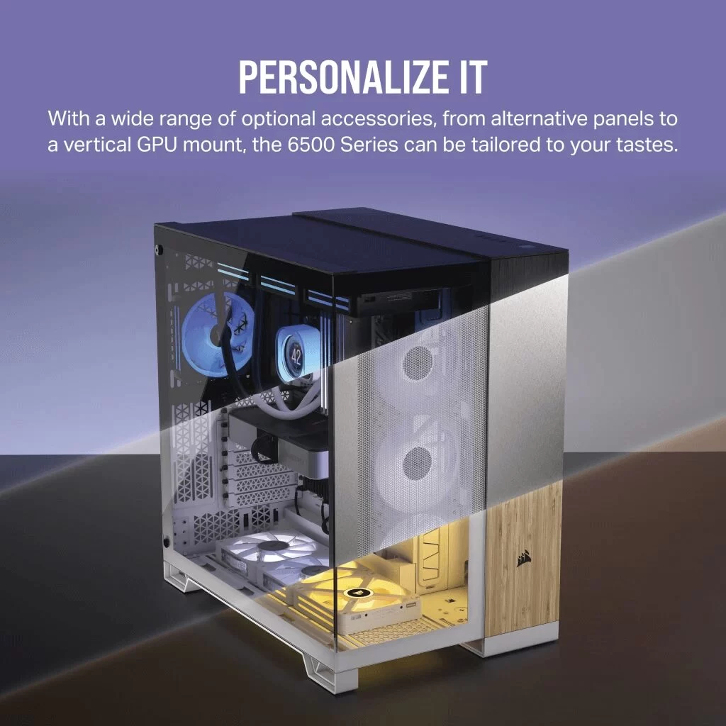 CORSAIR 6500D Airflow White - Dual Chamber, Tempered Glass, Mid Tower ATX Case 9 CORSAIR 6500D Airflow White - Dual Chamber, Tempered Glass, Mid Tower ATX Case - Ảnh 9