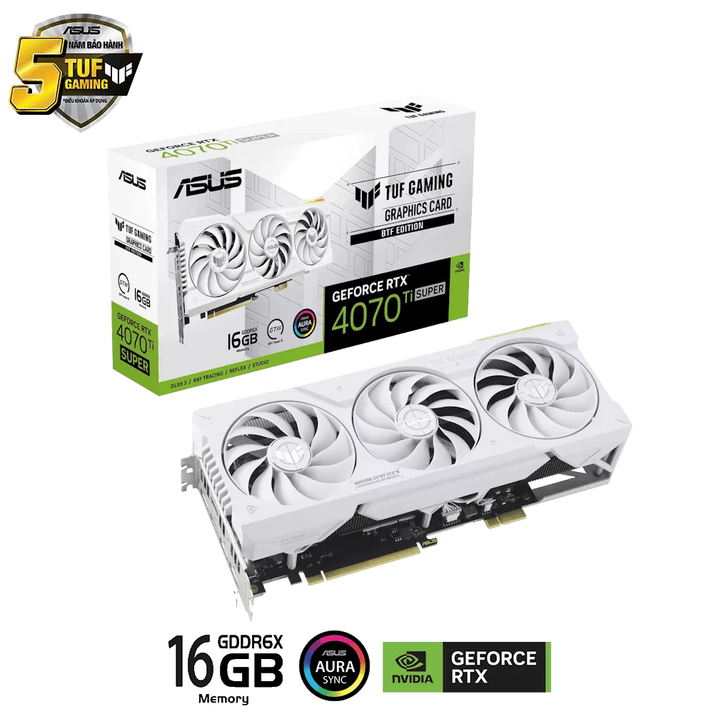 ASUS TUF Gaming GeForce RTX 4070Ti SUPER BTF White Edition 16GB GDDR6X (TUF-RTX4070TIS-16G-BTF-WHITE) Graphics Card 1 ASUS TUF Gaming GeForce RTX 4070Ti SUPER BTF White Edition 16GB GDDR6X (TUF-RTX4070TIS-16G-BTF-WHITE) Graphics Card