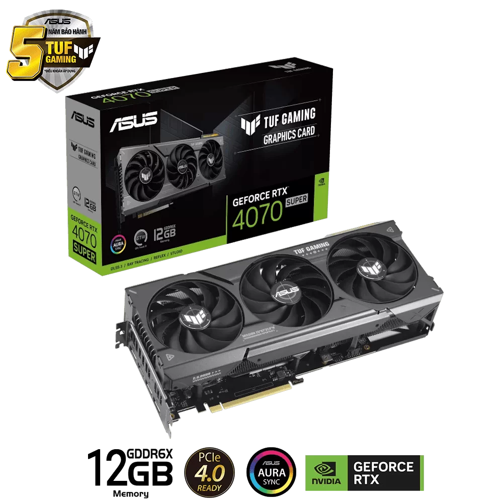 ASUS TUF Gaming GeForce RTX 4070 SUPER 12GB GDDR6X (TUF-RTX4070S-12G-GAMING) Graphics Card 1 ASUS TUF Gaming GeForce RTX 4070 SUPER 12GB GDDR6X (TUF-RTX4070S-12G-GAMING) Graphics Card