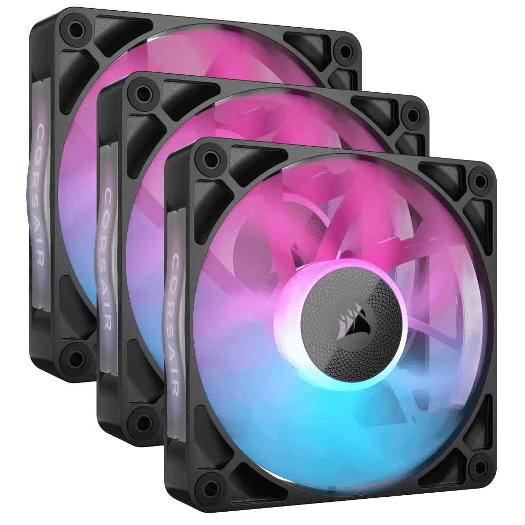 CORSAIR iCUE LINK RX120 MAX RGB Black 120mm PWM Thick Fans Starter Kit Fans - 3x 120mm PWM Fan, iCUE LINK System Hub included 1 CORSAIR iCUE LINK RX120 MAX RGB Black 120mm PWM Thick Fans Starter Kit Fans - 3x 120mm PWM Fan, iCUE LINK System Hub included