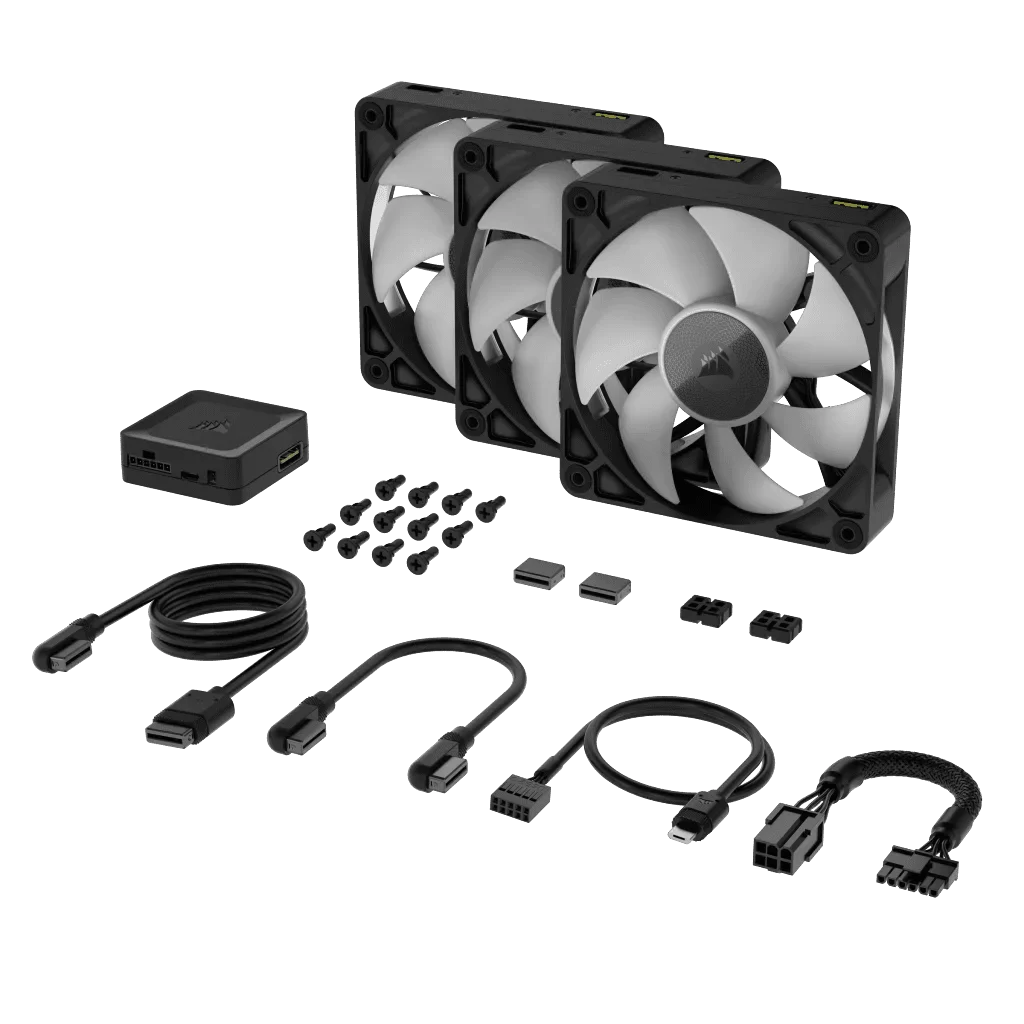 CORSAIR iCUE LINK RX120 MAX RGB Black 120mm PWM Thick Fans Starter Kit Fans - 3x 120mm PWM Fan, iCUE LINK System Hub included 3 CORSAIR iCUE LINK RX120 MAX RGB Black 120mm PWM Thick Fans Starter Kit Fans - 3x 120mm PWM Fan, iCUE LINK System Hub included - Ảnh 3
