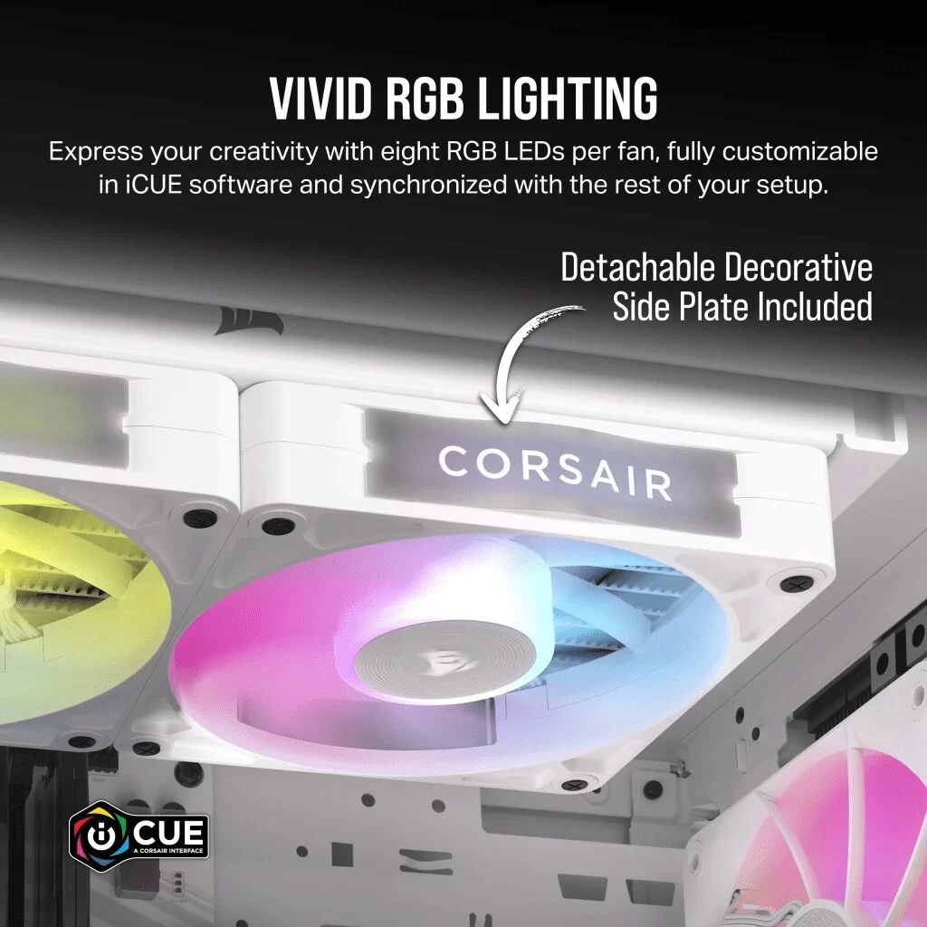 CORSAIR iCUE LINK RX120 RGB White Triple Starter Kit Fans - 3x 120mm PWM Fan, iCUE LINK System Hub included 8 CORSAIR iCUE LINK RX120 RGB White Triple Starter Kit Fans - 3x 120mm PWM Fan, iCUE LINK System Hub included - Ảnh 8
