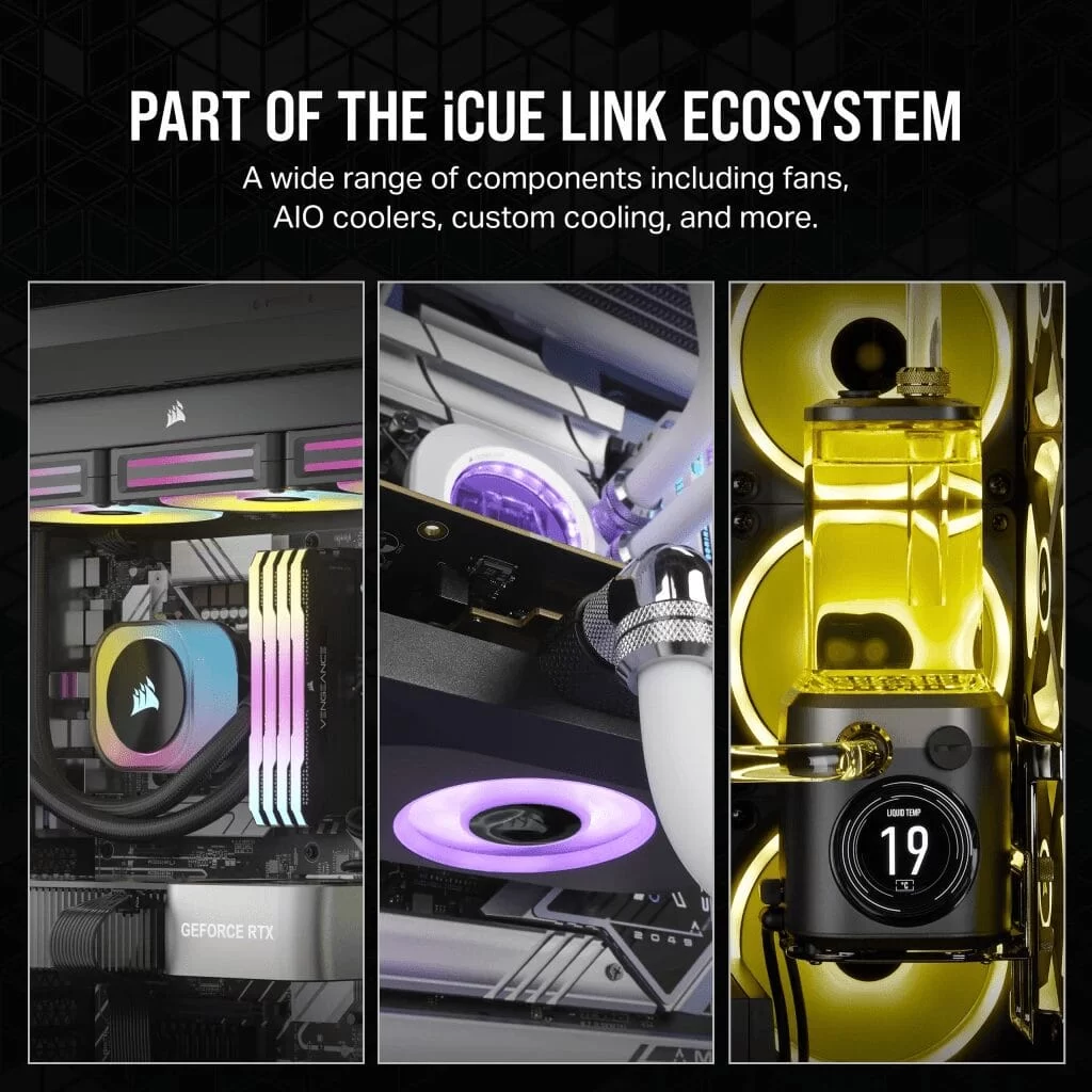 CORSAIR iCUE LINK RX120 RGB White Triple Starter Kit Fans - 3x 120mm PWM Fan, iCUE LINK System Hub included 10 CORSAIR iCUE LINK RX120 RGB White Triple Starter Kit Fans - 3x 120mm PWM Fan, iCUE LINK System Hub included - Ảnh 10
